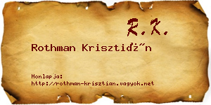 Rothman Krisztián névjegykártya